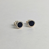 Bluestone Inlay Studs: Small, Polished Sterling Silver