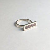 Pink Rhodonite Horizontal Rectangle Ring: Polished Sterling Silver