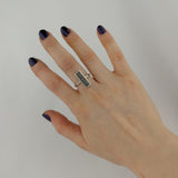 Jet Rectangle Inlay Ring: Polished Sterling Silver