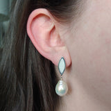 Mother of Pearl Stud Drop: Polished Sterling Silver