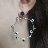 Accented Circle Drop Earrings: Polished Sterling Silver