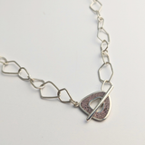 Irregular Chain Necklace with Pink Rhodonite Toggle