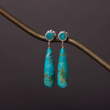Turquoise Drop Studs: Polished Sterling Silver