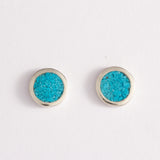 Turquoise Inlay Studs: Large, Polished Sterling Silver