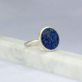 Lapis Lazuli Cocktail Ring: Brushed Sterling Silver
