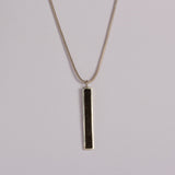 Rectangle Inlay Pendant: Polished Sterling Silver & Black Jet Stone