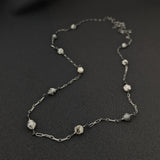 Extra Long Quartz Station Chain: Oxidized Sterling Silver