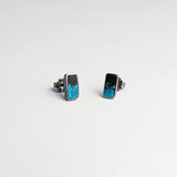 Gradient Rectangle Studs: Oxidized Sterling Silver & Turquoise