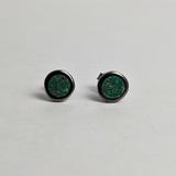 Blue Chrysocolla Inlay Studs: Small, Oxidized Sterling Silver