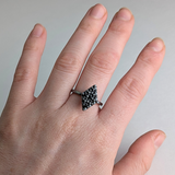 Spinel Elevated Cluster Ring: Oxidized Sterling Silver