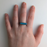 Turquoise Horizontal Rectangle Ring: Oxidized Sterling Silver