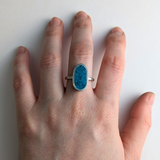 Turquoise Oval Inlay Ring: Polished Sterling Silver