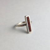 Jasper Rectangle Inlay Ring: Polished Sterling Silver