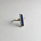 Lapis Lazuli Rectangle Inlay Ring: Polished Sterling Silver