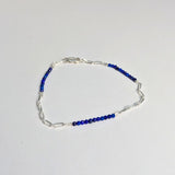 Accented Chain Bracelet: Polished Sterling Silver & Lapis Lazuli