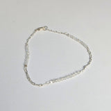 Accented Chain Bracelet: Polished Sterling Silver & Moonstone