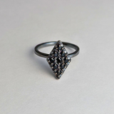 Spinel Elevated Cluster Ring: Oxidized Sterling Silver