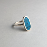 Turquoise Oval Inlay Ring: Polished Sterling Silver