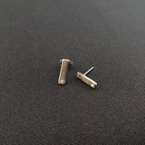 Accented Stick Studs: Mother-of-Pearl Inlay in Oxidized Sterling Silver