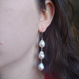 Triple Pearl Drops: Polished Sterling Silver