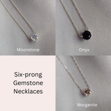 Six Prong Gemstone Necklace